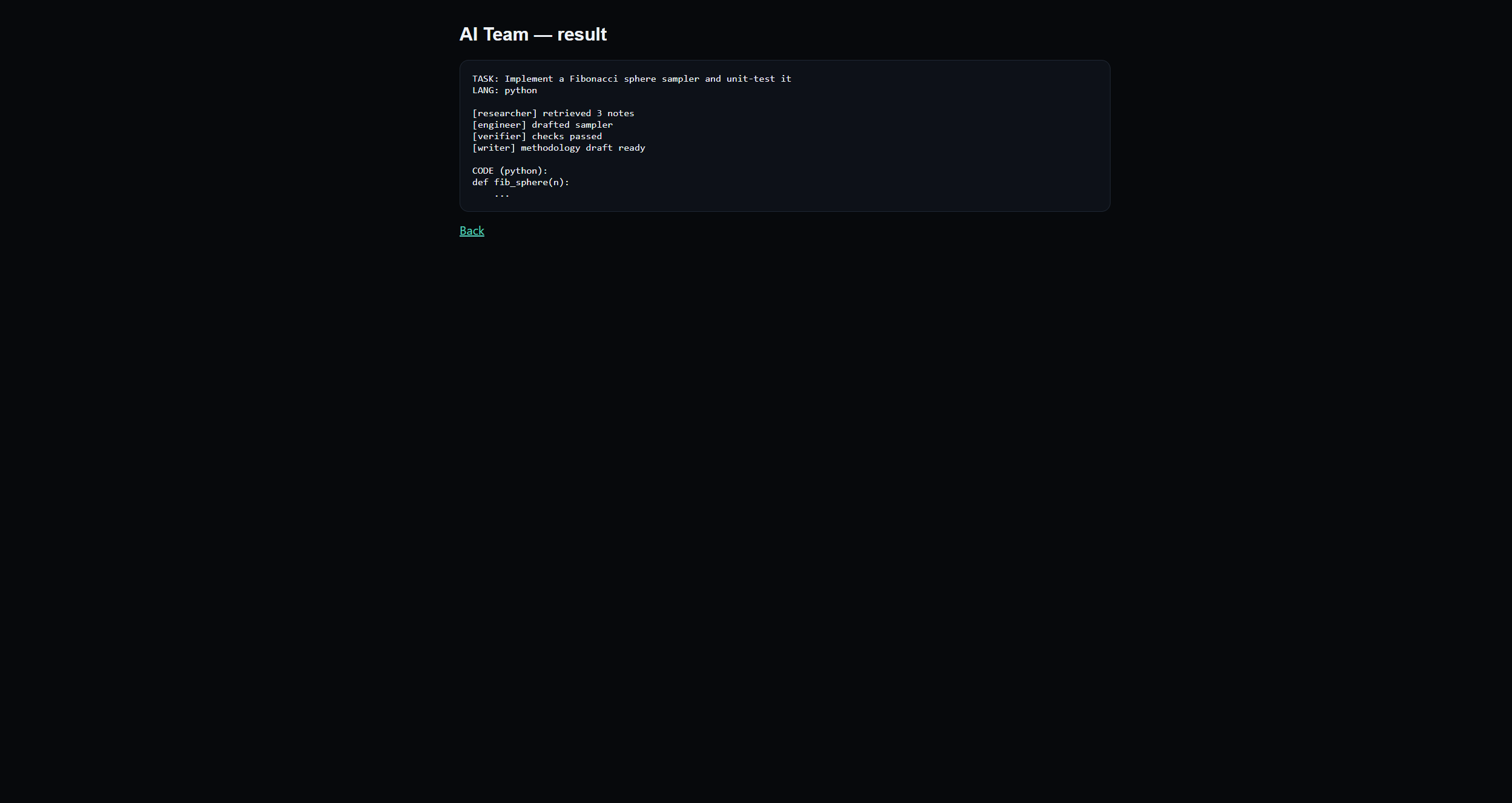 UI — team result live capture